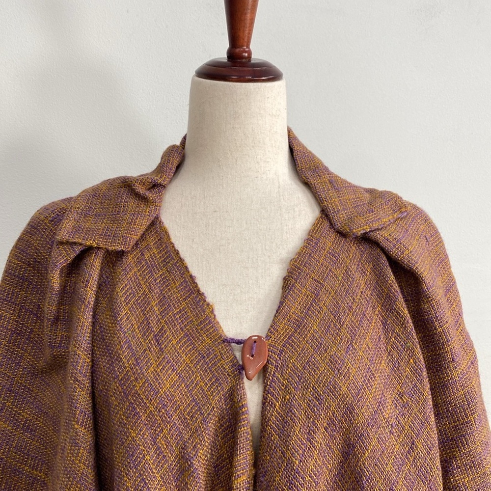 Bohemian Knit Poncho Cape Pleated Art to Wear Lagenlook One Size - Picture 4 of 7